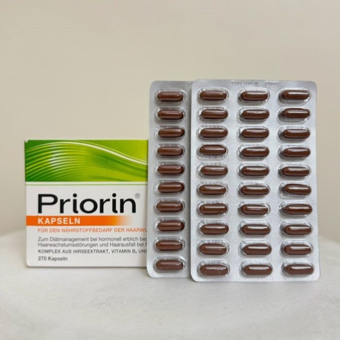 کپسول اورجینال پریورین ضد ریزش مو ارثی و هورمونی اصل بایر آلمان ورق ۳۰ عددی PRIORIN TABLETS