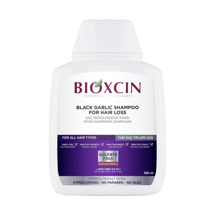 شامپو سیر سیاه بیوکسین ضد ریزش قدرتمند مناسب برای تمامی موها Bioxcin Black Garlic اصل ترکیه
