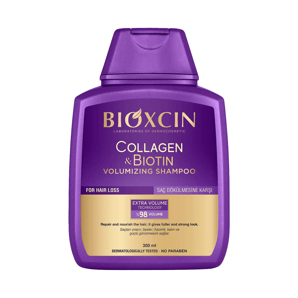 شامپو حجم دهنده و ضد ریزش حاوی کلاژن و بیوتین بیوکسین BIOXCIN COLLAGEN AND BIOTIN