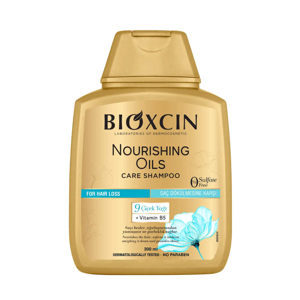 شامپو بدون سولفات بیوکسین حاوی 9 روغن مغذی برای موهای خشک و آسیب دیده Bioxcin Nourishing اصل ترکیه