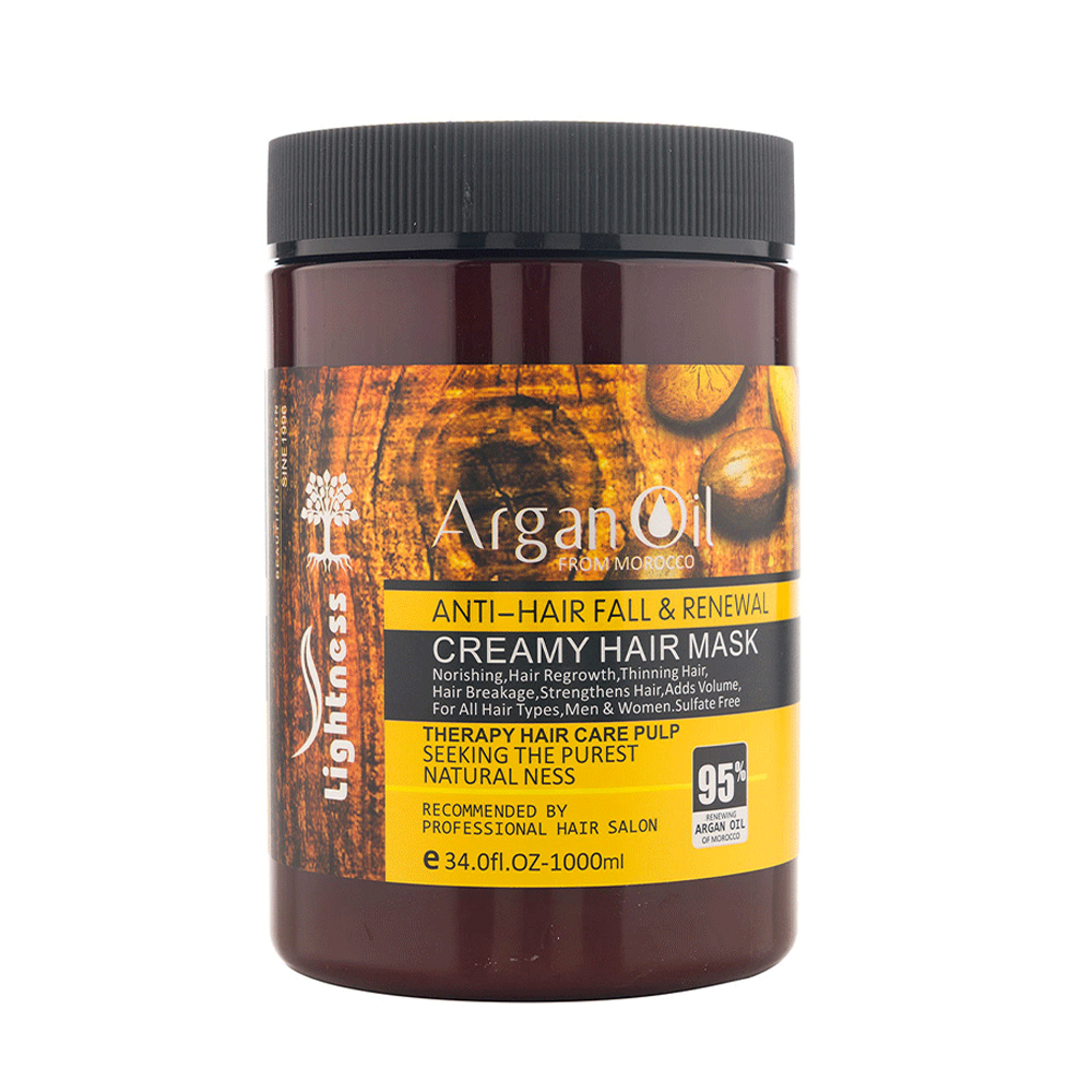 ماسک مو آرگان لایتنس تقویت‌کننده و ضد ریزش مخصوص داخل حمام Lightness Argan Oil اصل اسلواکی