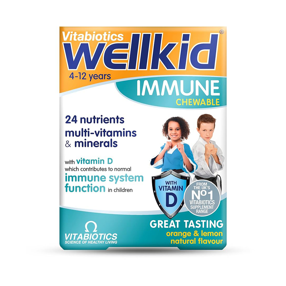 قرص جویدنی ول کید تقویت‌ کننده سیستم ایمنی بدن کودک ویتابیوتیکس Vitabiotics Wellkid Immune اصل